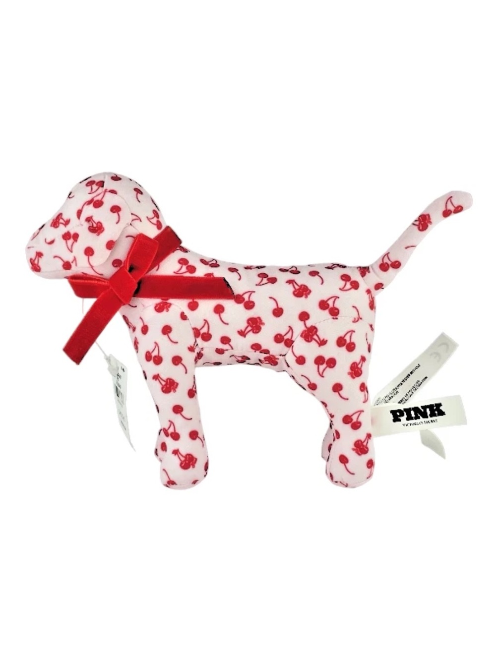 PINK Victoria's Secret Red Cherry Print Plush Dog Valentines 2026